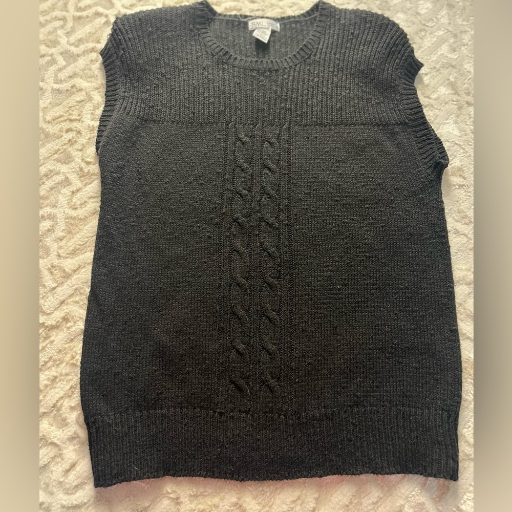Vintage SML Sport sleeveless cable knit sweater vest black